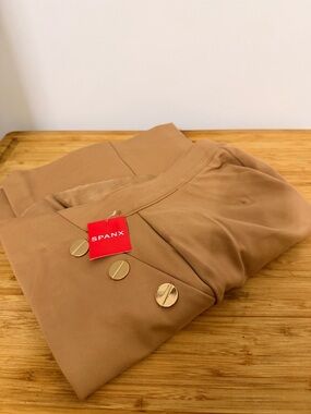 SPANX Sculpting Leggings with Gold Buttons - Camel